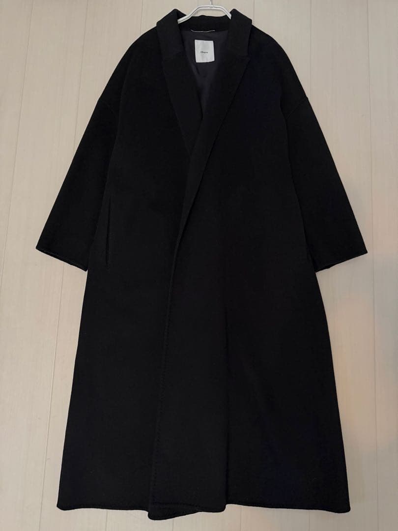 美品 ebure リュクスビーバー ボタンレス ロングチェスター ガウンコート