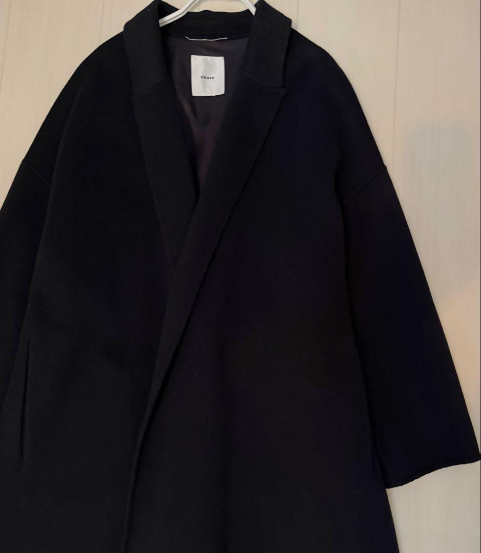美品 ebure リュクスビーバー ボタンレス ロングチェスター ガウンコート