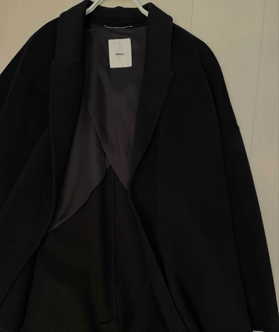 美品 ebure リュクスビーバー ボタンレス ロングチェスター ガウンコート