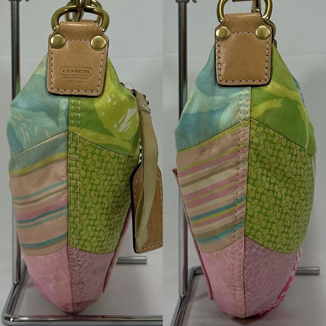 【美品】コーチ 374 ソーホー パッチワーク ワンハンドバッグ ナイロン