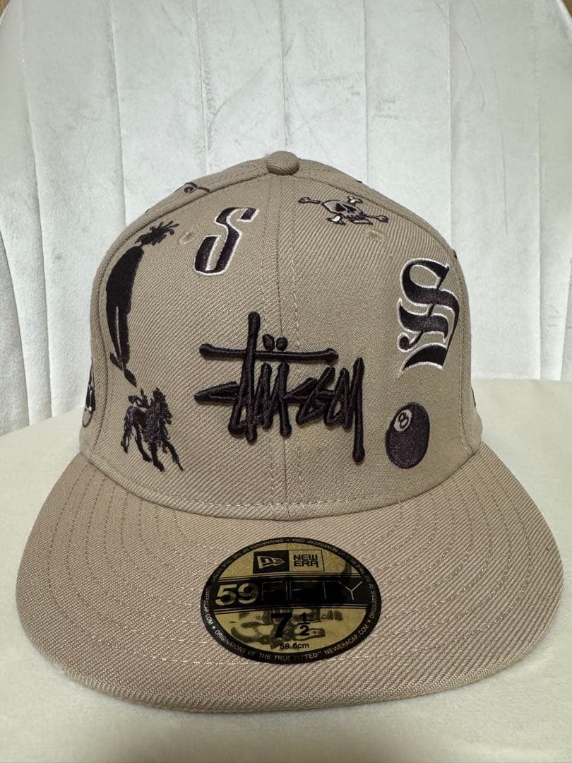 Stussy 59FIFTY ベージュキャップ 7 1/2