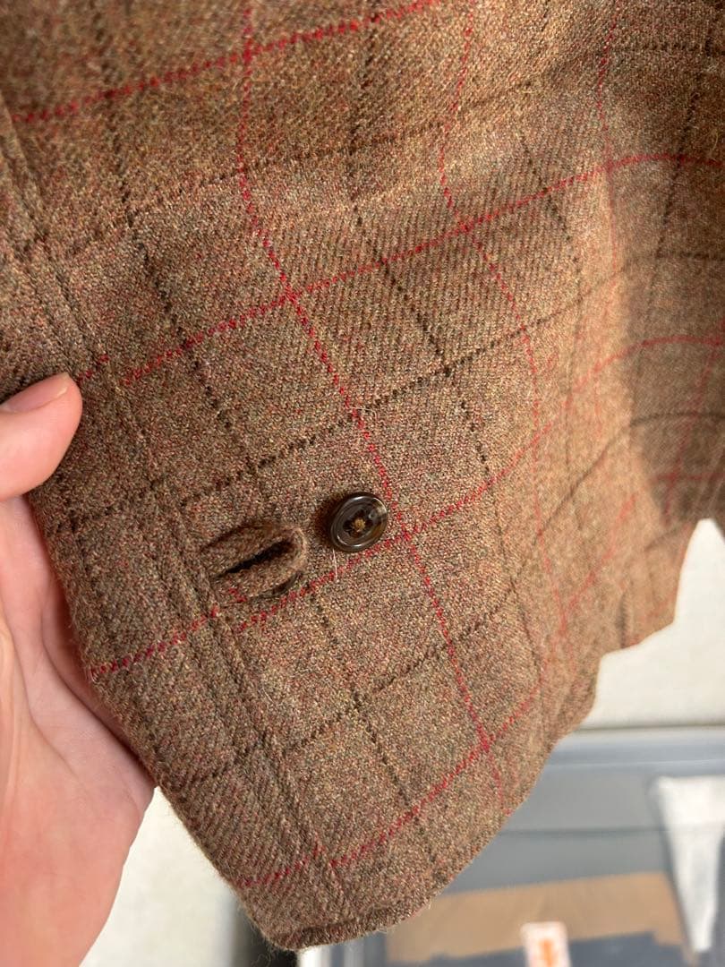 or slow オアスロウ　ツイードベスト　チェック　ブラウン　2 M アメカジ