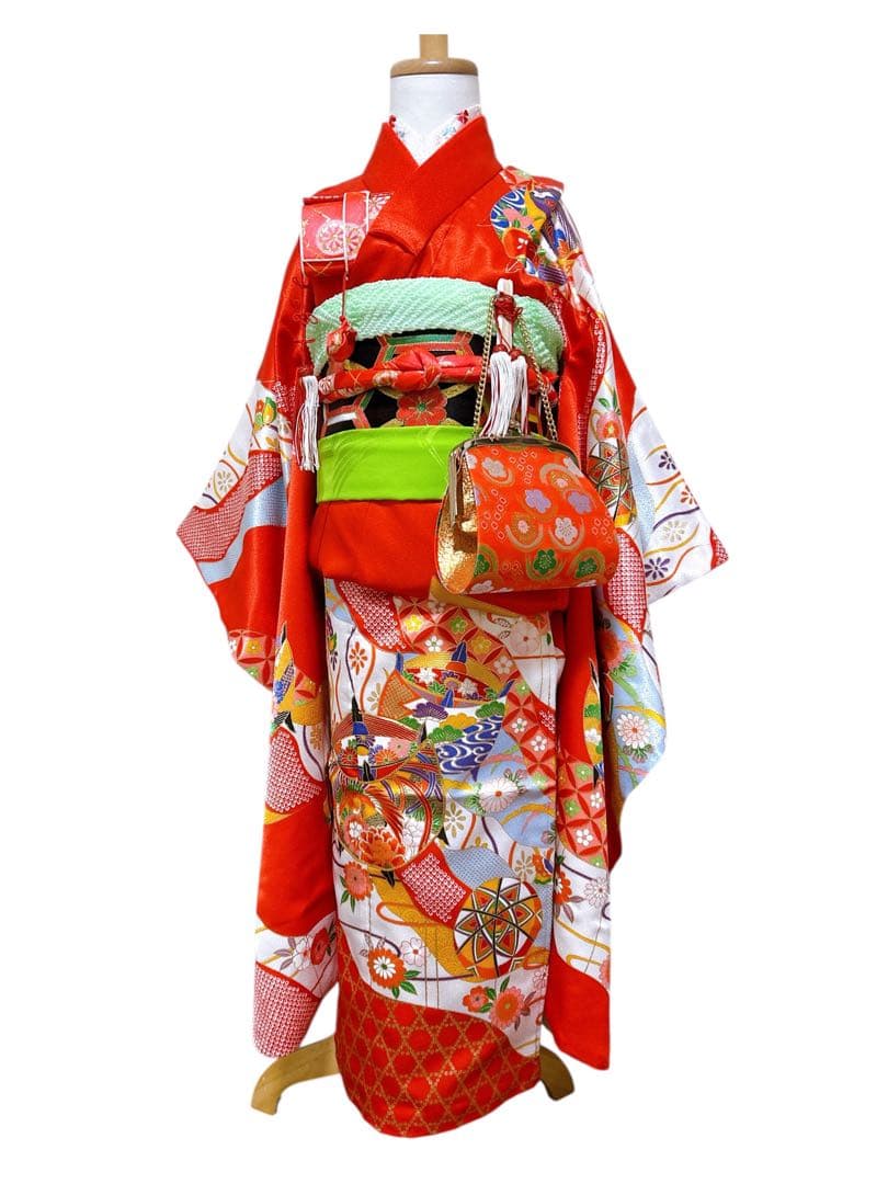 王道!!赤系♡七五三　7歳　女の子　フルセット　一式　朱赤　黒