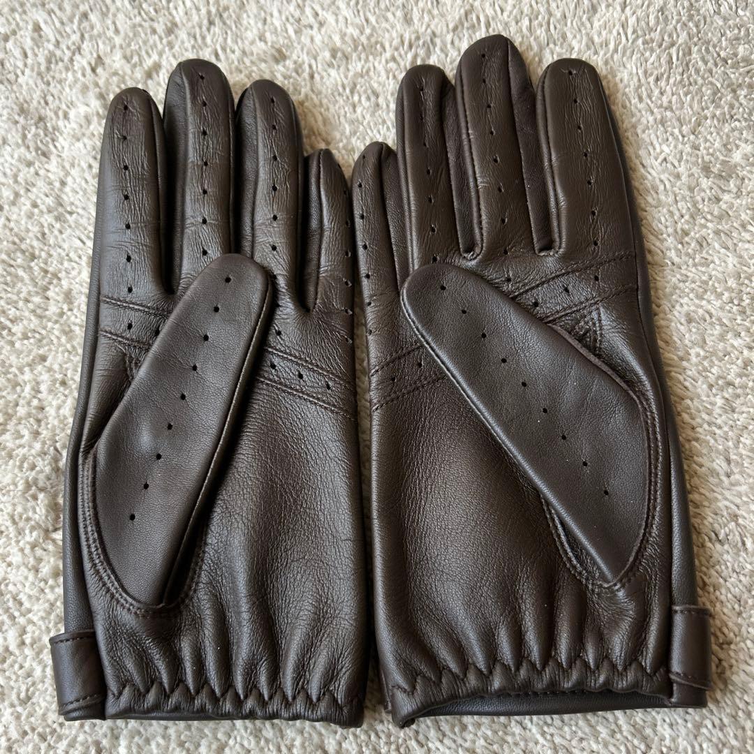 〆サバDENTS ブラウン レザー ドライビンググローブ