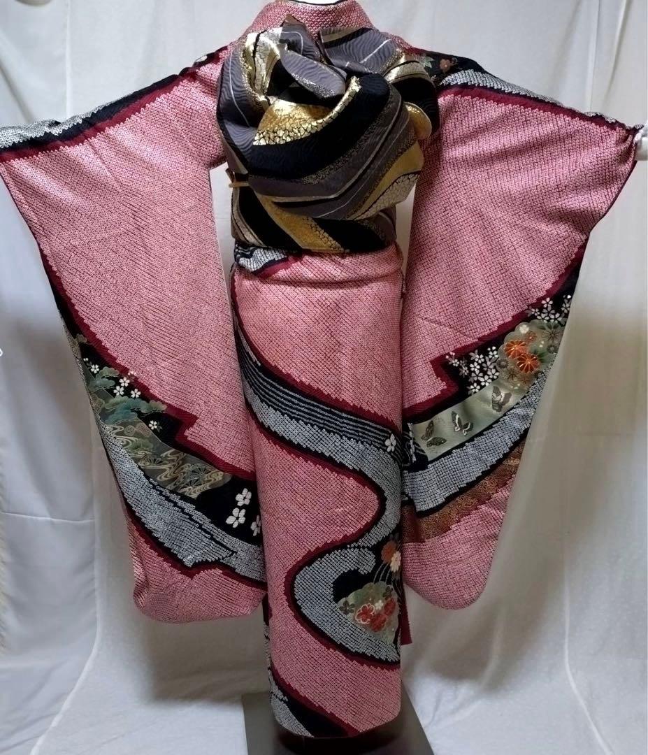 豪華　絞り振袖、長襦袢、半襟、重ね衿　18ー12