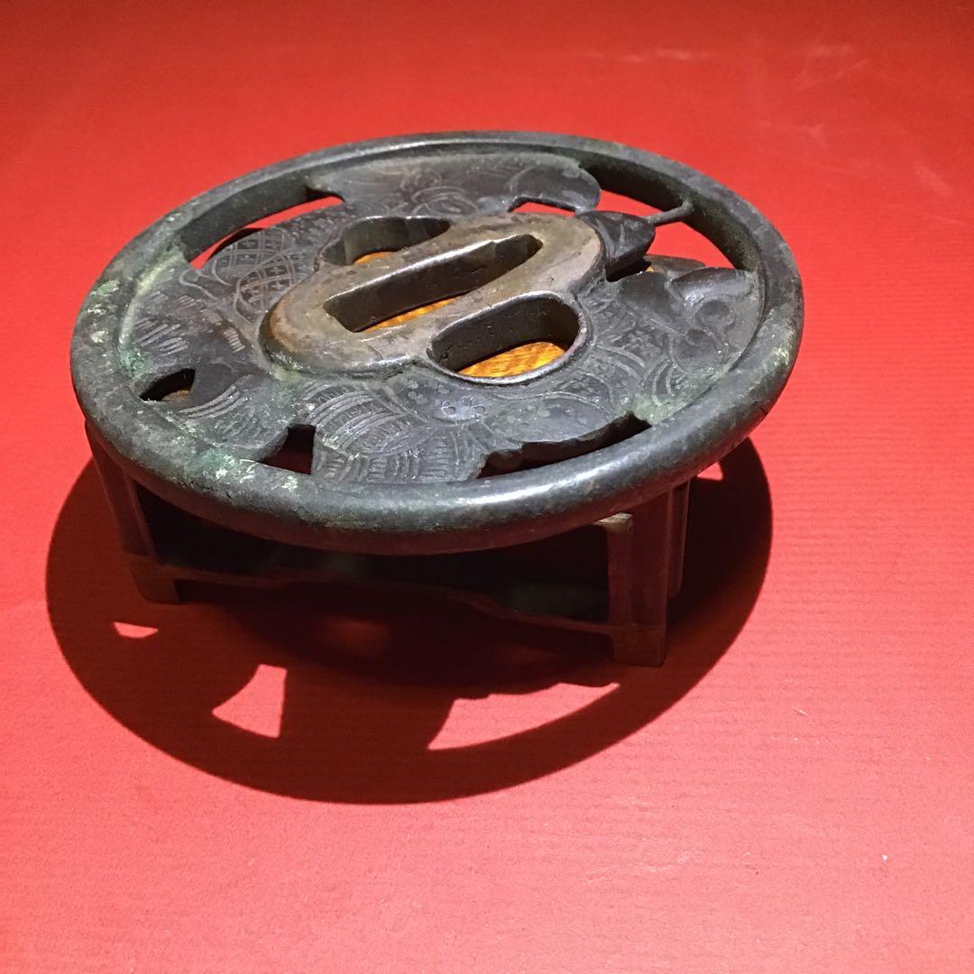 恵比寿大黒大鍔　江戸時代保証　在銘「山城住正吉」