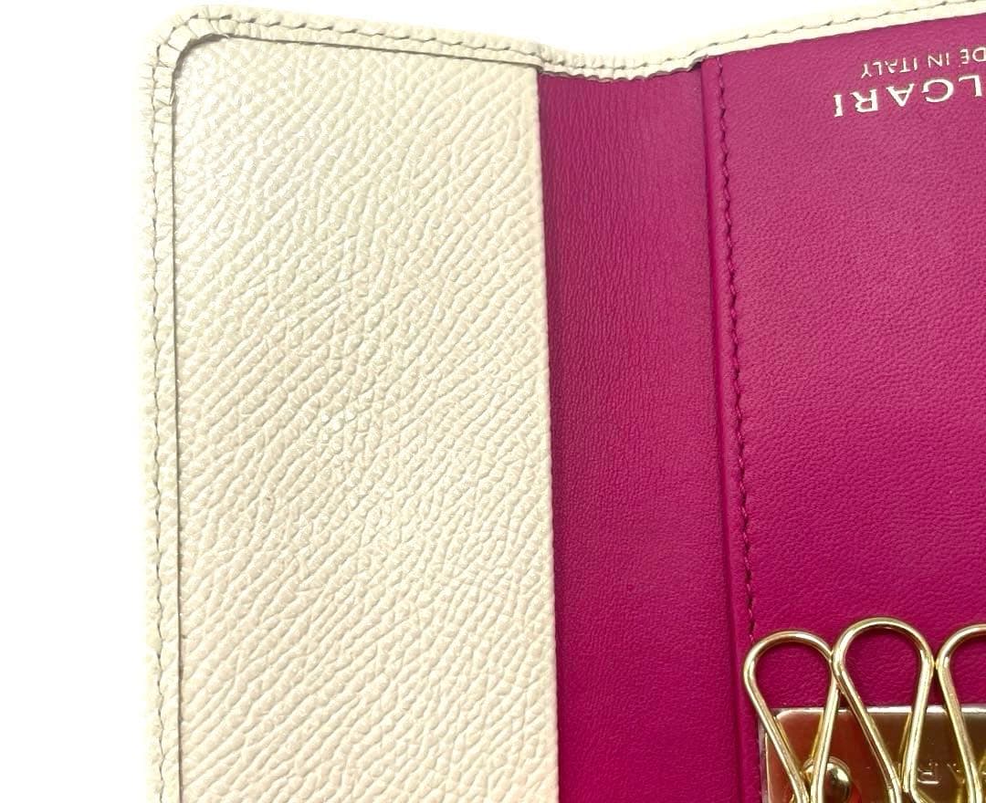 BVLGARI ブルガリ ロゴクリップ キーケース 6連 パープル　￼ピンク