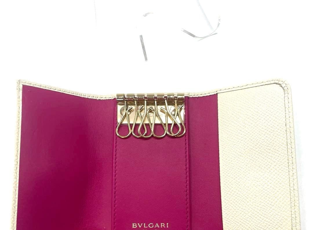 BVLGARI ブルガリ ロゴクリップ キーケース 6連 パープル　￼ピンク