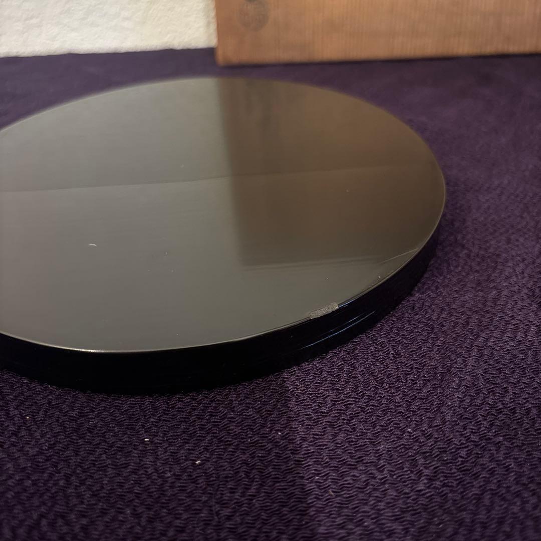 【茶道具】へぎ目丸盆　二枚組　塗師　中村宗哲造