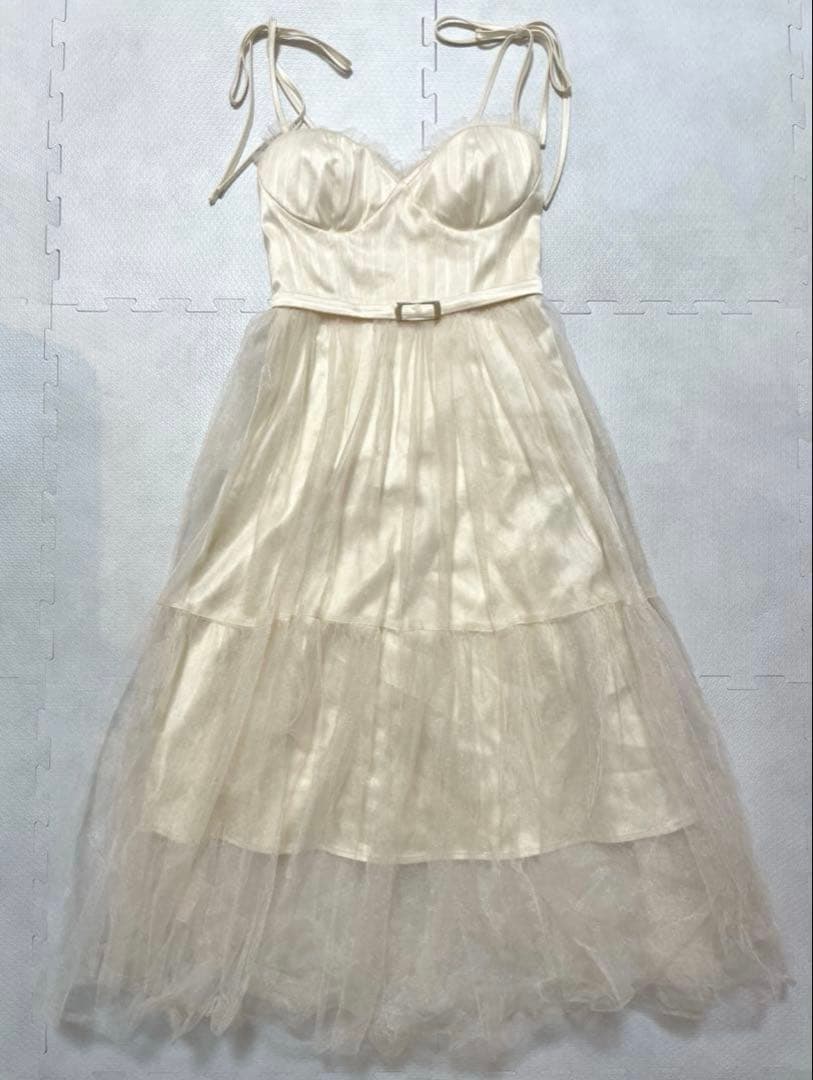 ローブドフルール DEA キャバクラ リボン チュール シアー ロング ドレス