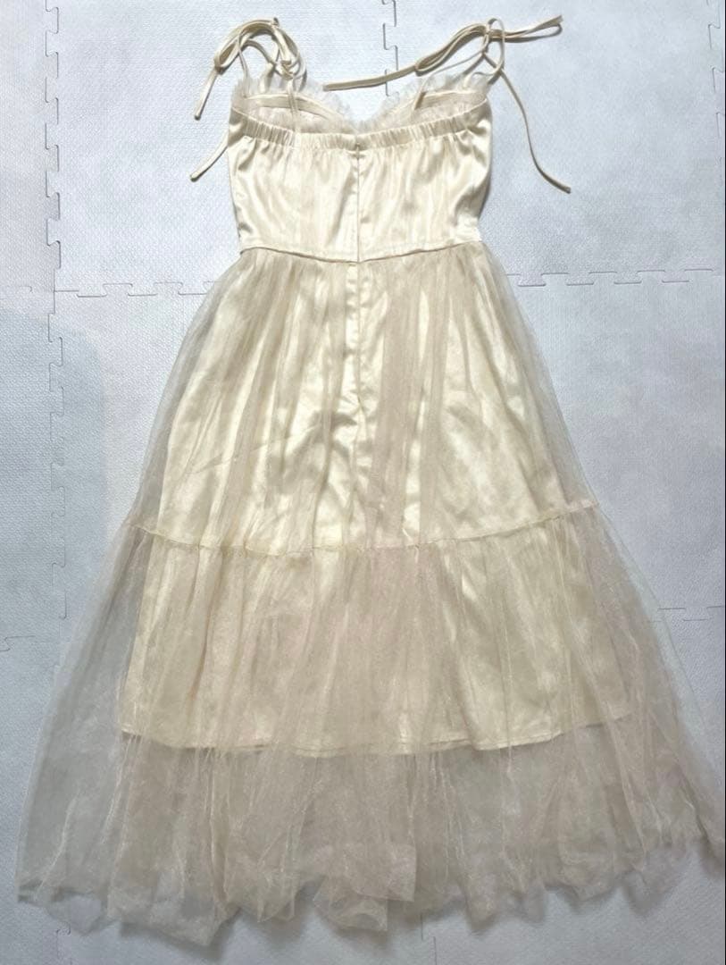 ローブドフルール DEA キャバクラ リボン チュール シアー ロング ドレス