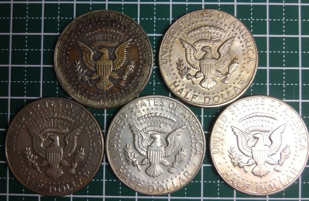 ケネディハーフダラー 1965年 〜 1969年 5枚セット銀貨　銀.400