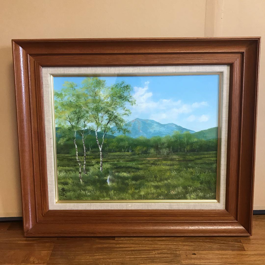 雨宮英夫　尾瀬の夏　片品村　F6 絵画　直筆サイン入り