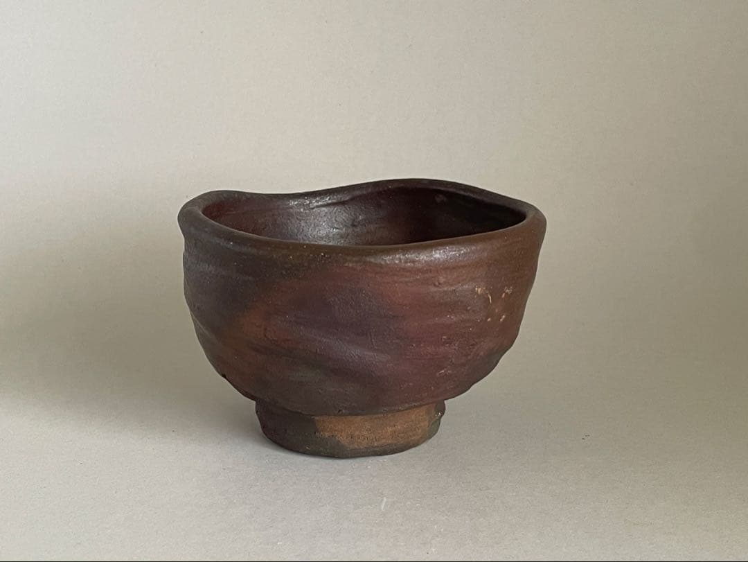 島武己(武巳) 茶碗 お碗 箱付き やちむん 焼締め 茶道具　検索:國吉清尚