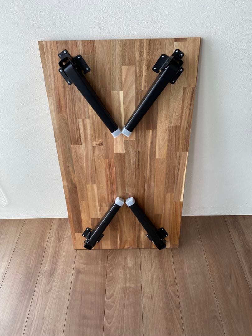 アカシア集成材　折りたたみ　テーブル　キャンプ ローテーブル1000×500