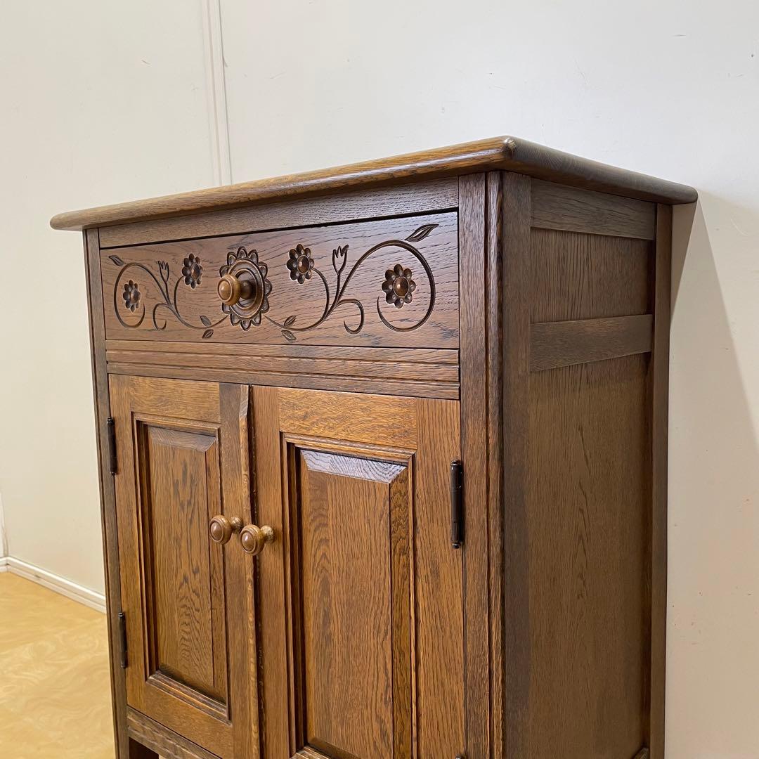 勇峰工芸 キャビネット 棚 電話台 引き出し チェスト コンソール 旭川家具