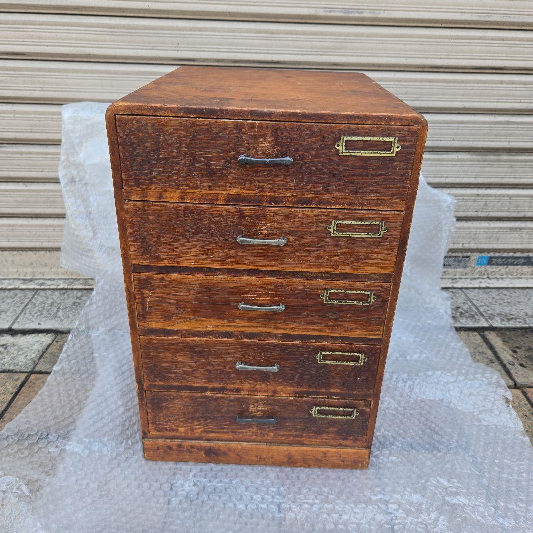 アンティーク雑貨　古道具　楢　ナラ　小引き出し　5段　木製引き出し