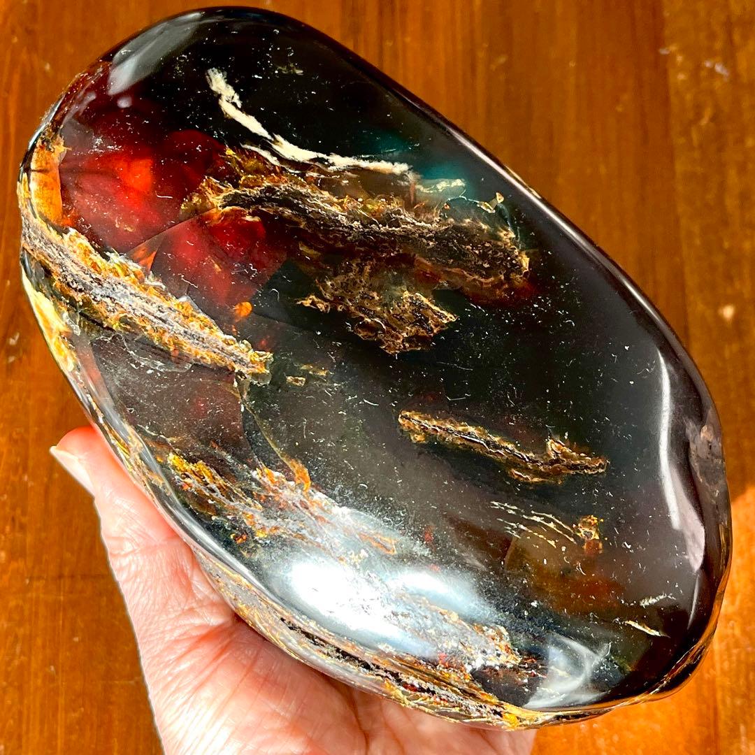 巨大 琥珀 原石 標本 688g アンバー チェリー ブルー タイガー 鑑賞石