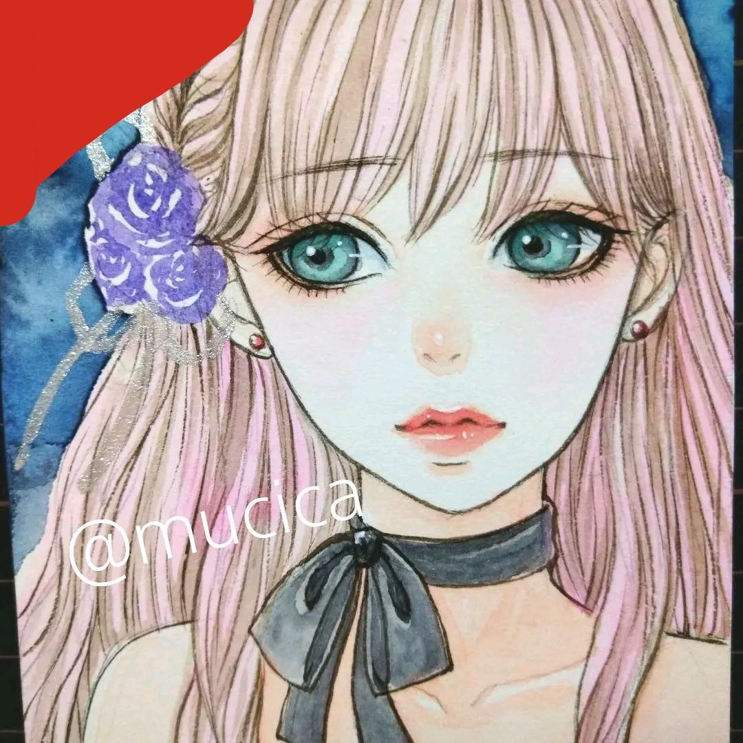 専用　手描きイラスト　水彩画　原画　美人画　オリジナル