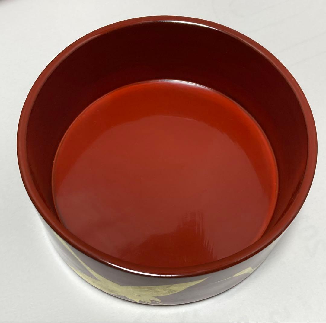 山田平安堂 翔鶴 二段重 直径12㎝ 金箔重箱 お弁当にも