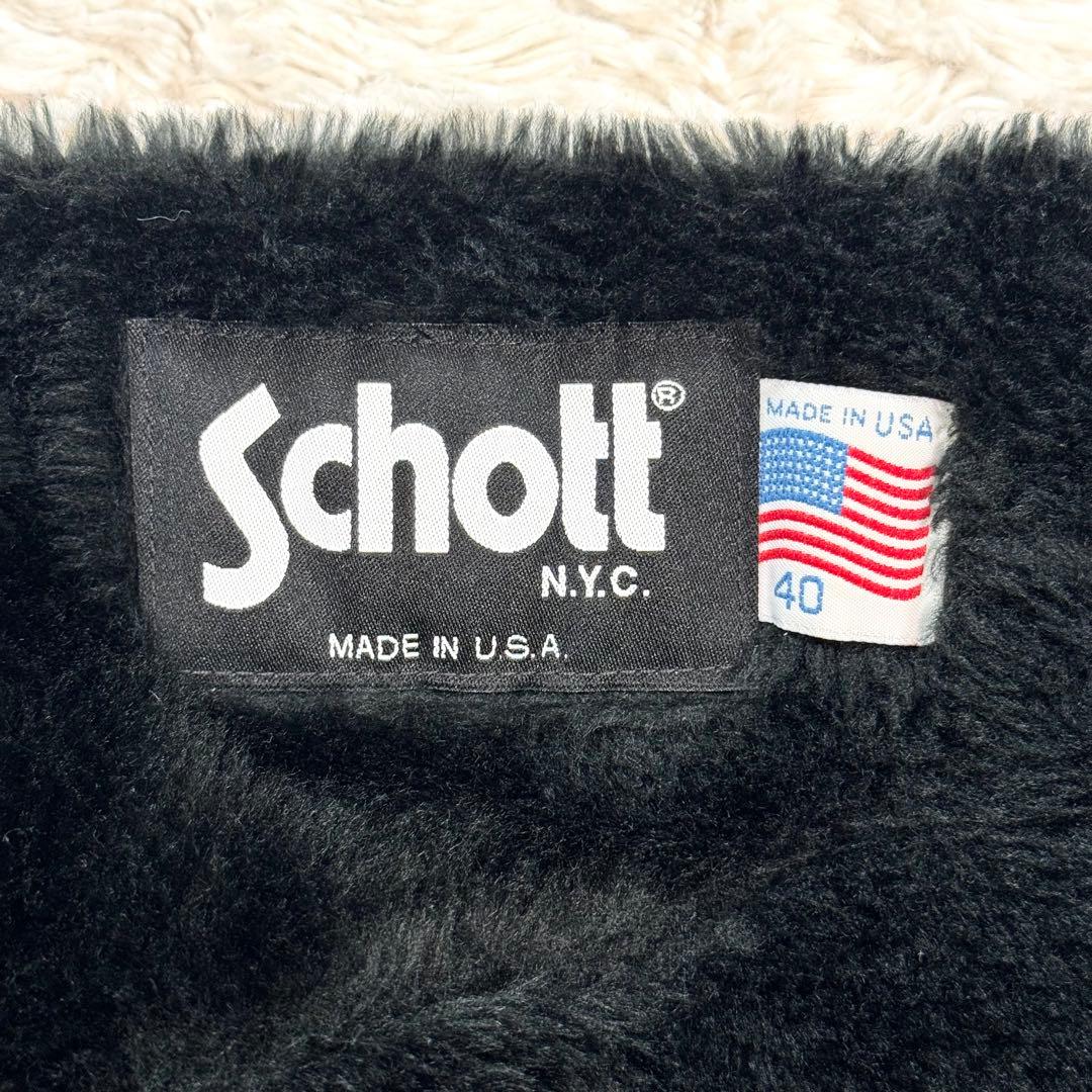 極美品 SCHOTT ライダース ジャケット ボア ライナー 643 牛革 40