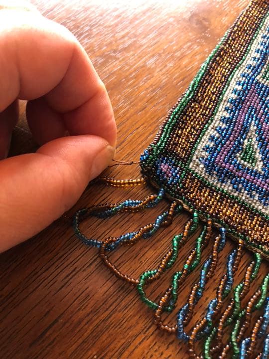 アンティーク　マイクロガラスビーズ　バッグ　v