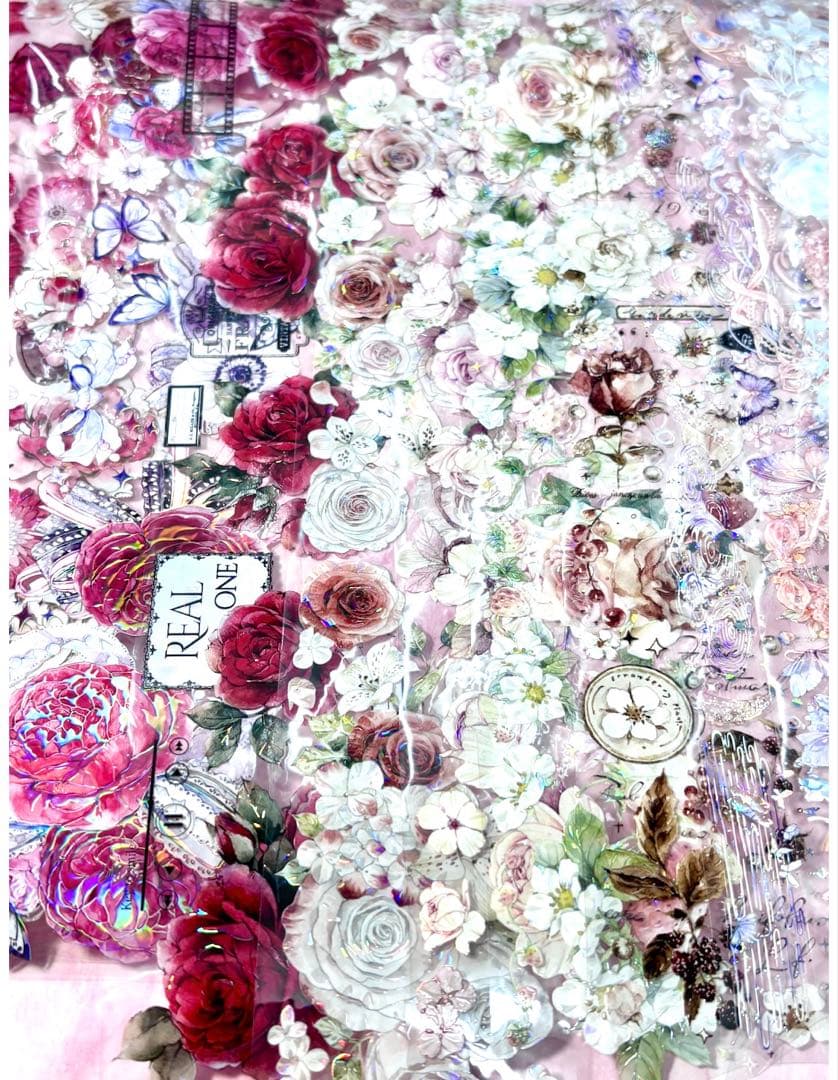 15枚セット 海外PETマステ切り売りセット お花 コラージュ 15-3L-キ