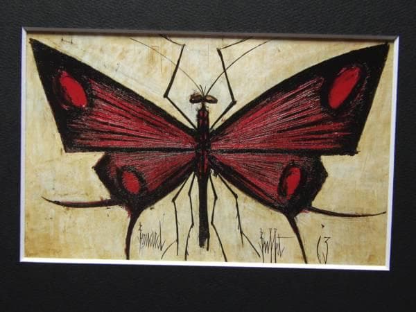 ベルナール・ビュッフェ、「博物誌　赤い蝶」、希少な画集より