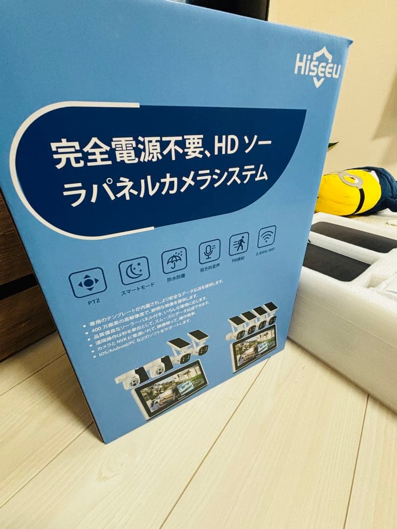 かおり防犯カメラ 電源不要 ソーラーパネルカメラ 4台 液晶付 1TB録画