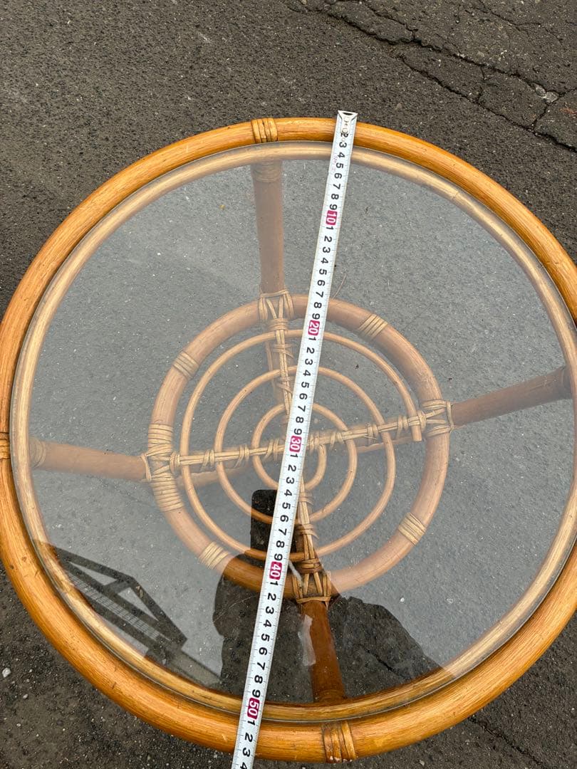 当時物◆昭和オールドラタン　籐家具　テーブル　ナチュラル　北欧インテリア