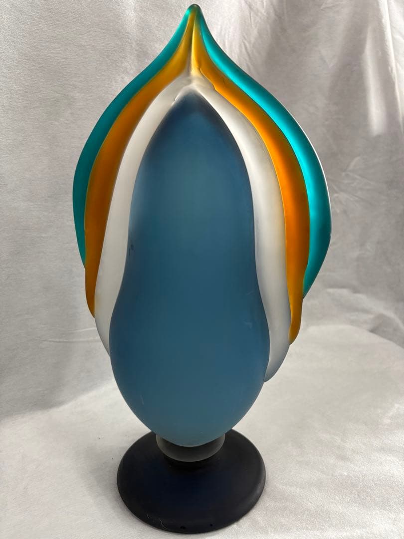 青森　津軽びいどろ　秋村実造　伝統工芸　花器　花瓶　すりガラス《最終値下げ》