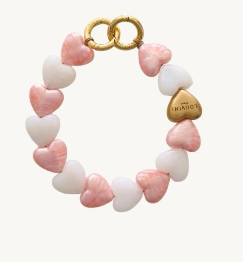 LOUVINIハンドストラップPETIT CUORE PINK-WHITE