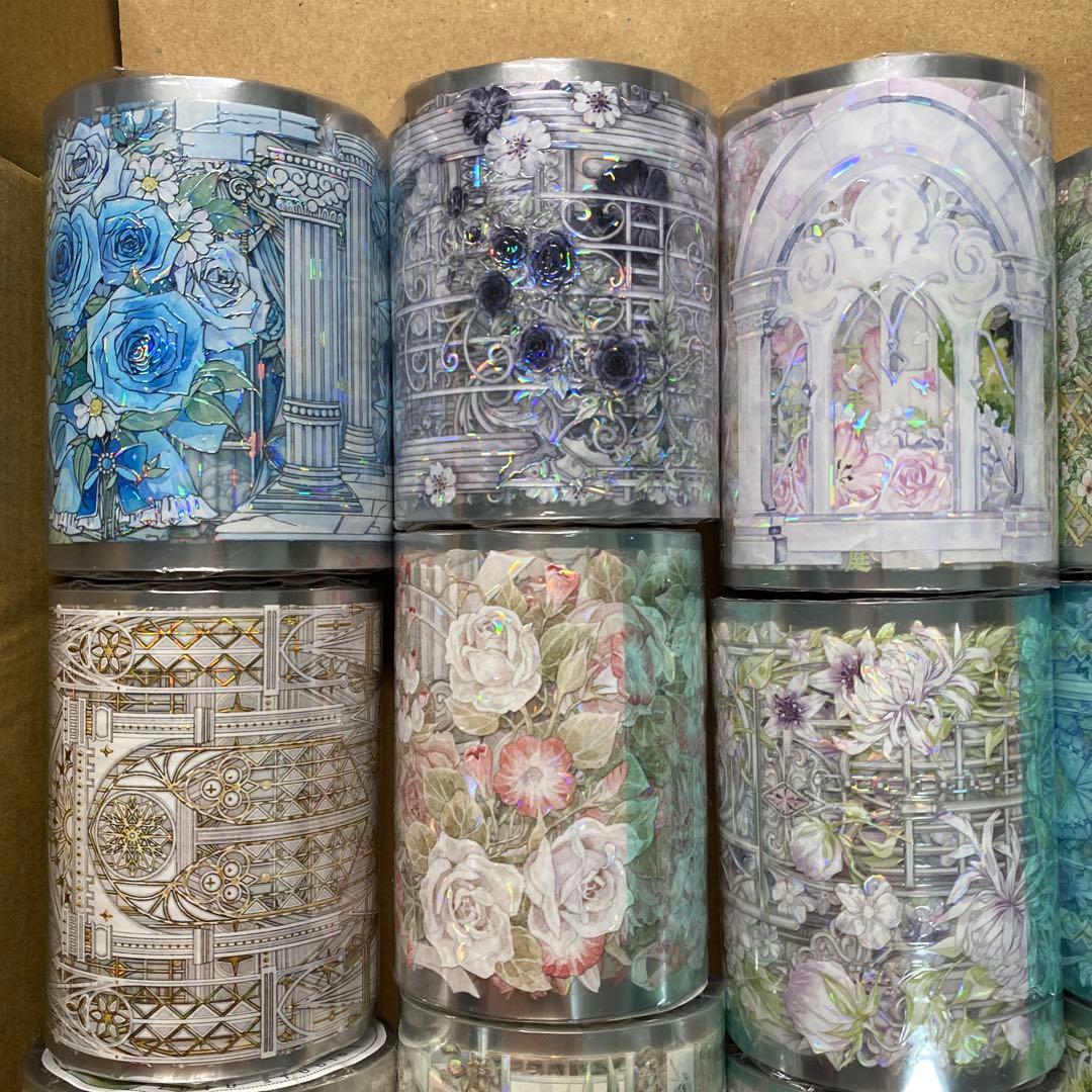 【セール❼】14本巻セット貝殻光PETマスキングテープ　人物/お花/装飾系