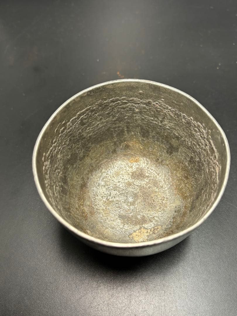 【希少品】生錫 京原田請合 アンティーク 骨董品 金属工芸 湯呑み