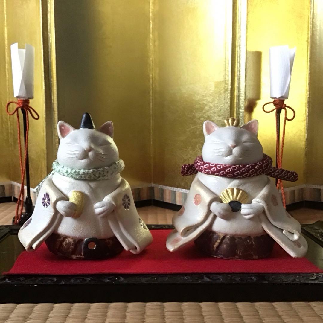 猫のお雛様【大】＋3匹官女╰(*´︶`*)╯♡