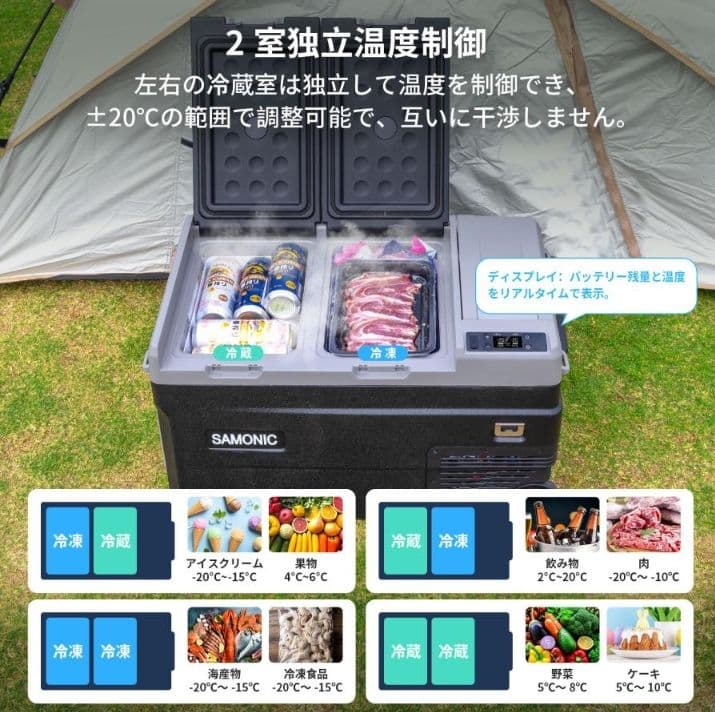 PUKU PUKU専用大容量35Ｌ車載冷蔵庫 モバイルバッテリー、キャスター付き