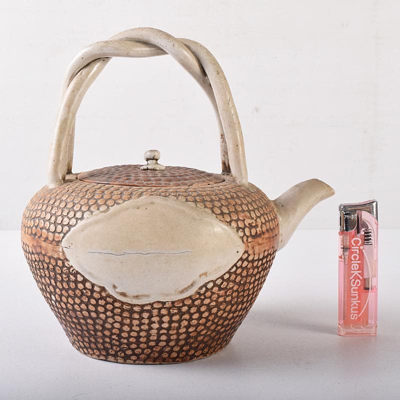 煎茶道具　平戸焼　鉄瓶形霰文窓抜　急須　水注　M　R8171