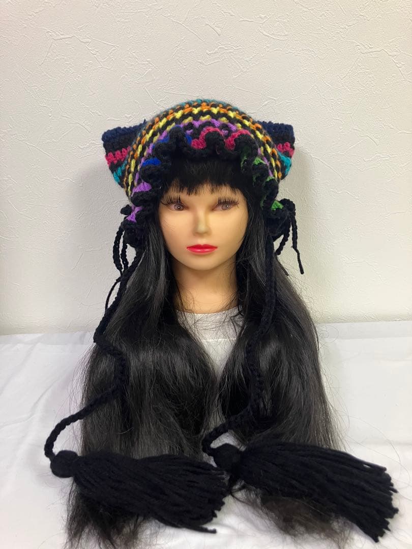 猫耳ニット帽　うさ耳ニット帽　アジアン　ヒッピー　サイケデリック　☺︎