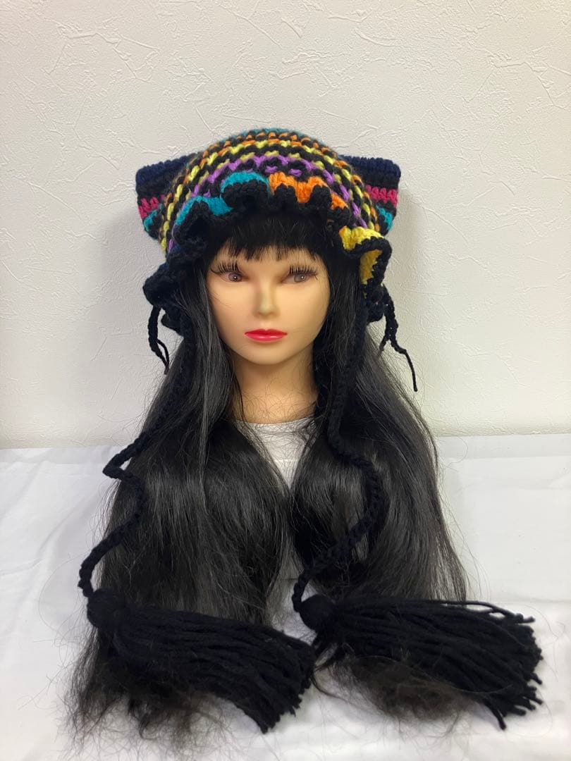 猫耳ニット帽　うさ耳ニット帽　アジアン　ヒッピー　サイケデリック　☺︎