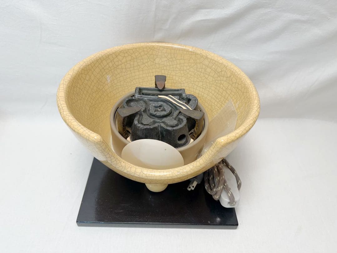 美品 茶道具 風炉型電熱器 さつま枇杷色 野々田式 鶴首釜 2点セット元箱