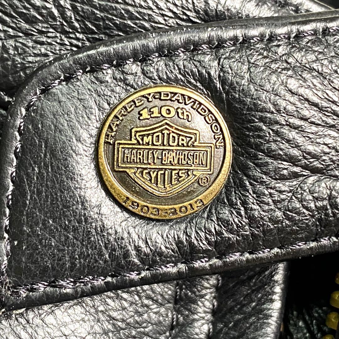 良品✨ハーレーダビッドソン ライダース 110周年記念 大きいサイズ 本革 黒