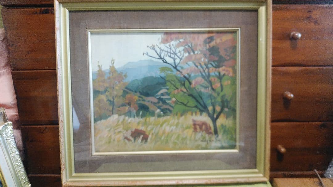 三角 嘉寿男　「秋景色」　油彩　F8号　一水会員　師：石井柏亭、坂本繁二郎