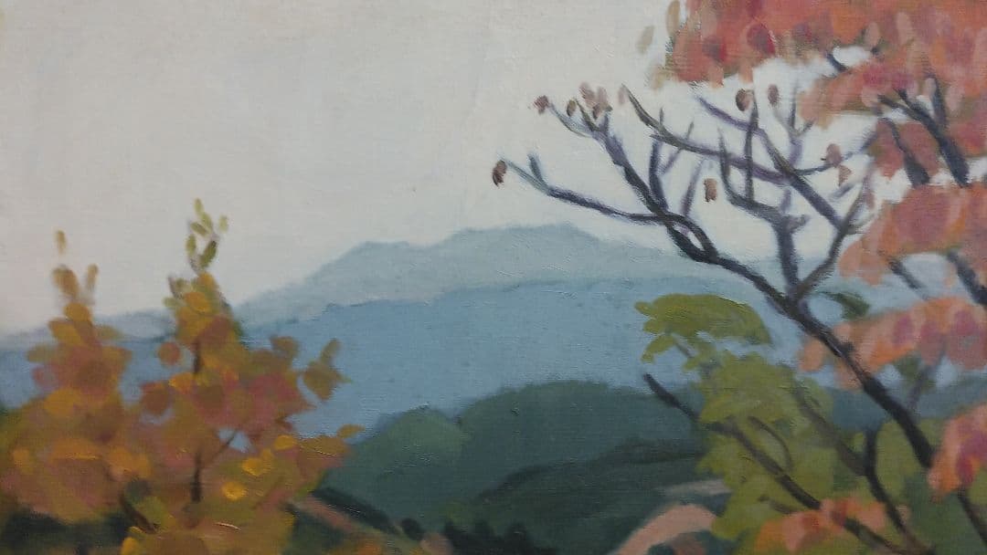 三角 嘉寿男　「秋景色」　油彩　F8号　一水会員　師：石井柏亭、坂本繁二郎