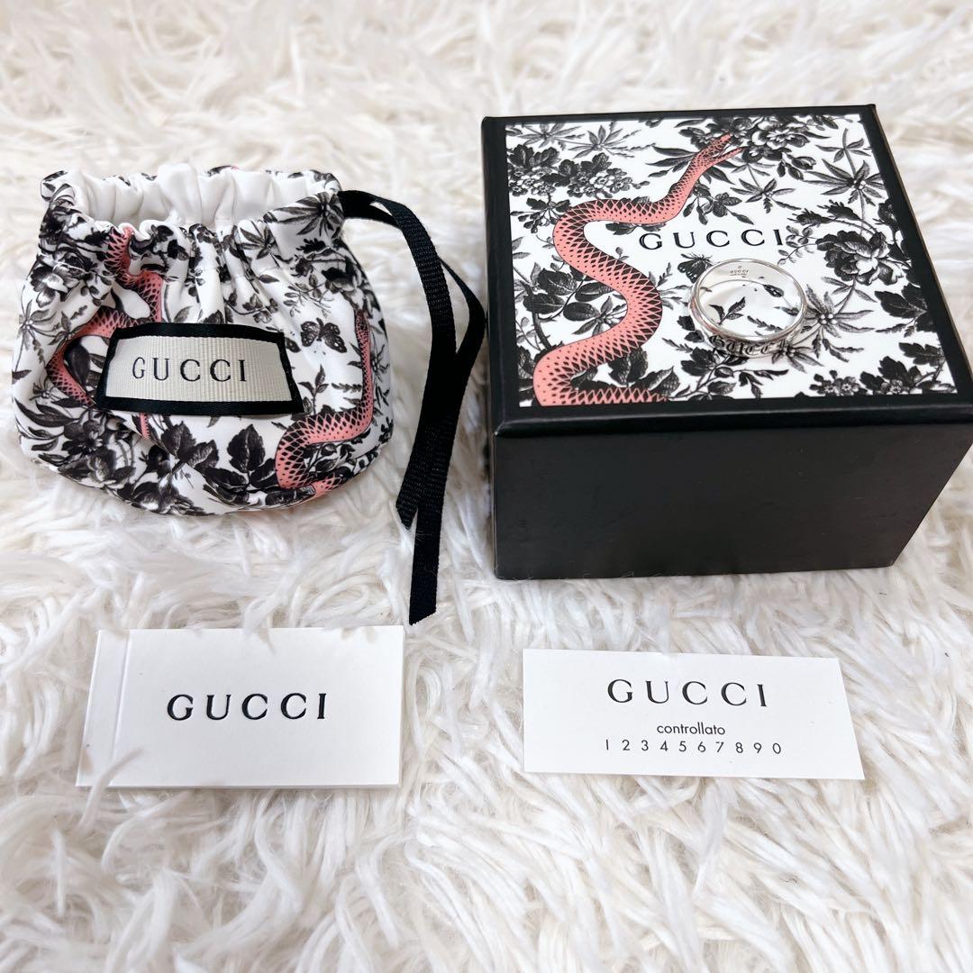 《美品》グッチ SOAVE AMORE 限定 ロゴ リング 14号 シルバー