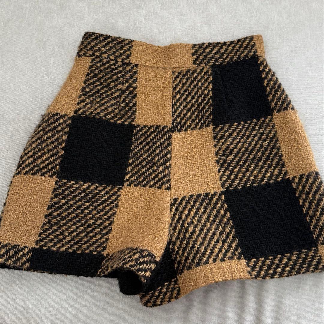 【sheller】シェリエ♡チェック柄 キュロット 黒✖️ベージュ