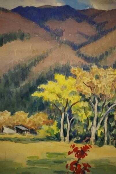 不詳/作者不詳/秋景山村図/布袋屋掛軸HC-623