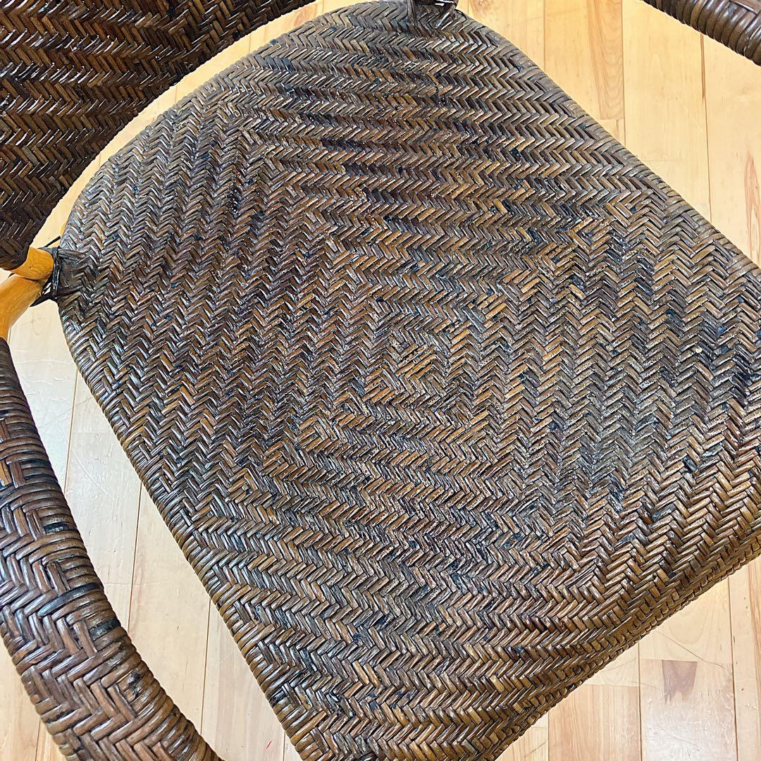 美品　サンフラワーラタン WAHOO 手編みハイバックチェア　座面高37cm 藤