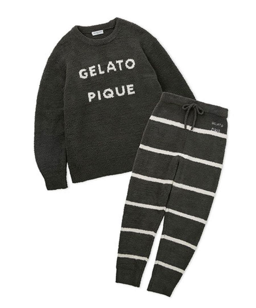 【美品】ジェラートピケ パウダーロゴジャガードプルオーバー＆ロングパンツセットM