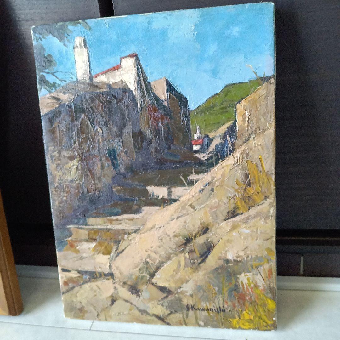 ４号　油絵　河西昭治　「切り通しの石段」