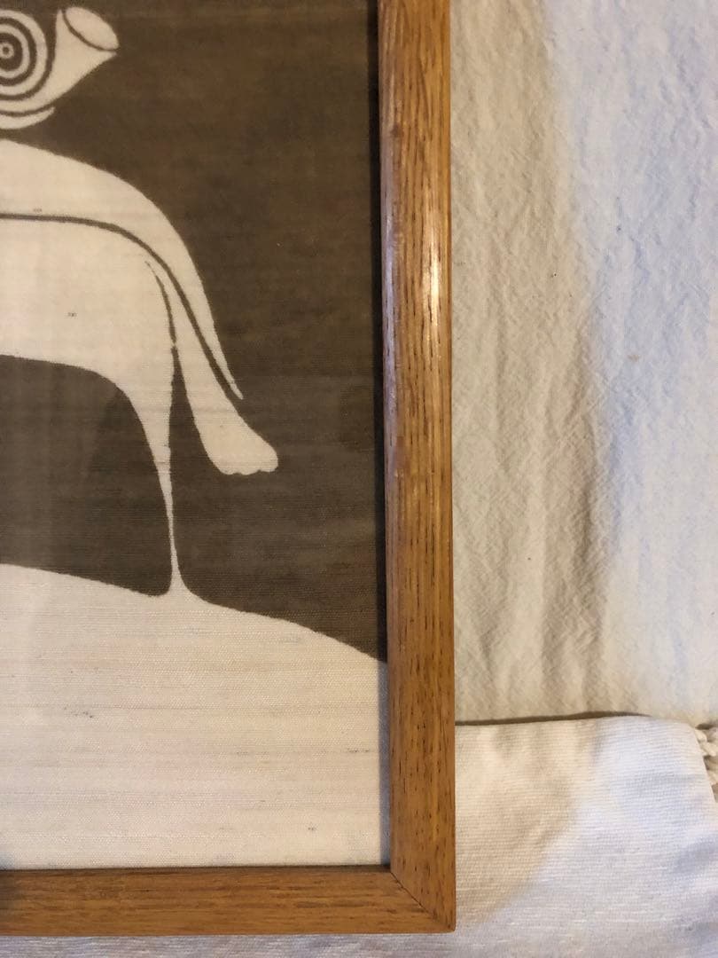 望月通陽　型染作品『愛の神よ』馬　人　楽器　家　管楽器